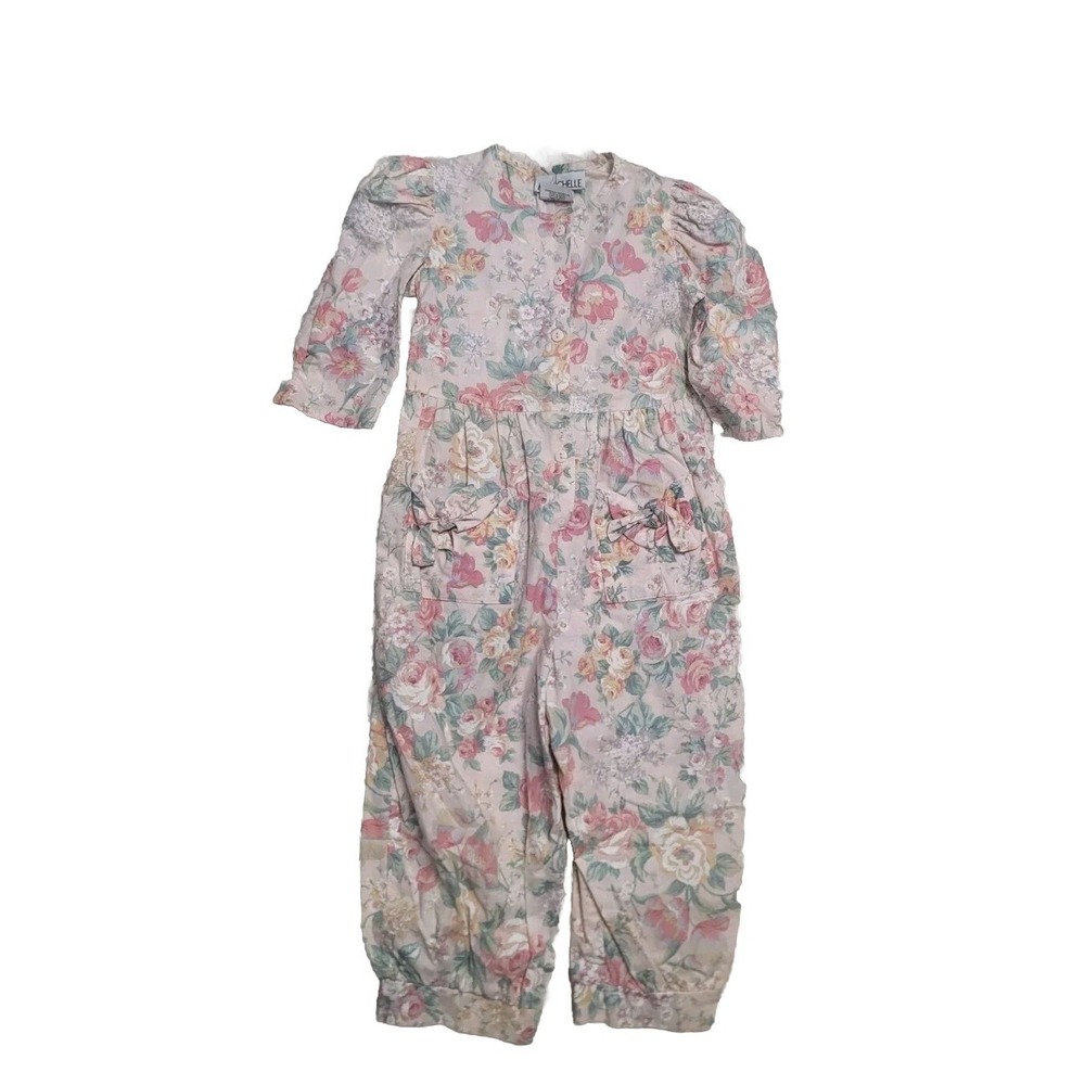 My Michelle Vintage Girls Juspsuit Floral Size 5 Long Sleeves